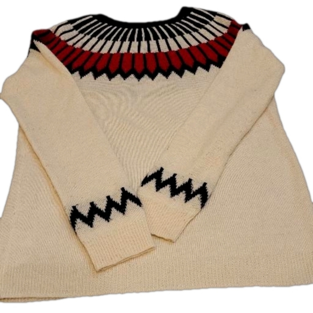 Talbots Women's Sweater - Red, Black, and Cream in a size medium - Picture 7 of 10